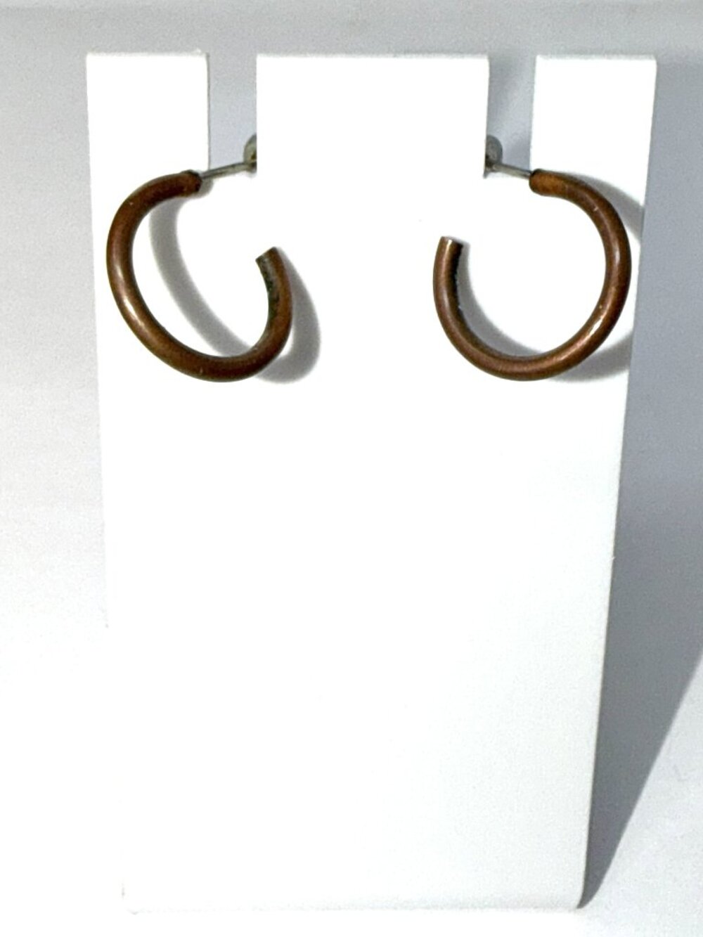 Vintage Solid Copper Earrings ½” Thin Wire C-Hoop 2.8 grams Post Back